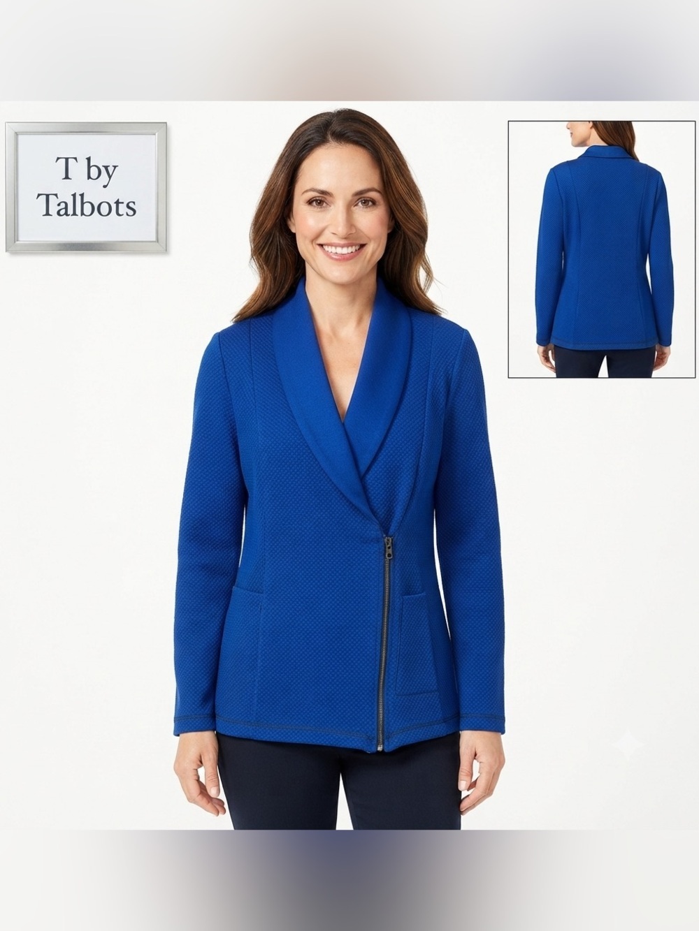 T by Talbots Asymmetrical Zip Petite Jacket NWT Medium Petite
